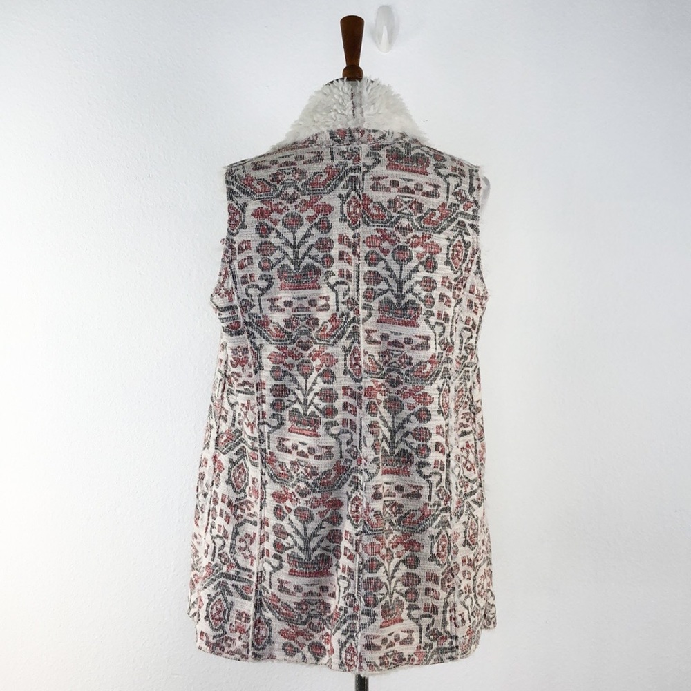 Anthro Hei Hei Jacquard Shearling Lined Vest, XS - Picture 4 of 8